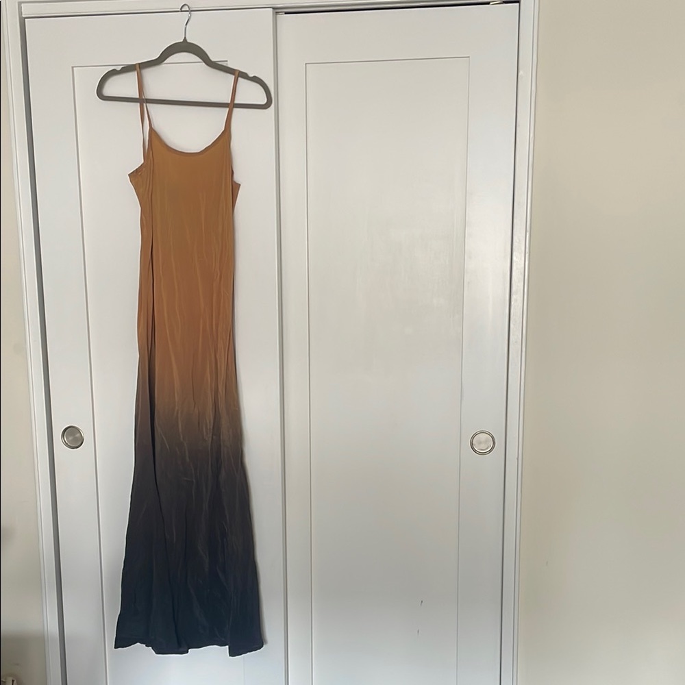 Brown Sleeveless Spaghetti Strap Slip Maxi Dress